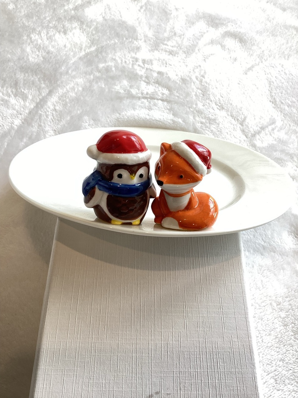 🦉🦊Yankee Candle Plate Holder Woodland Fox and Owl 7” Christmas Holiday - Picture 7 of 11